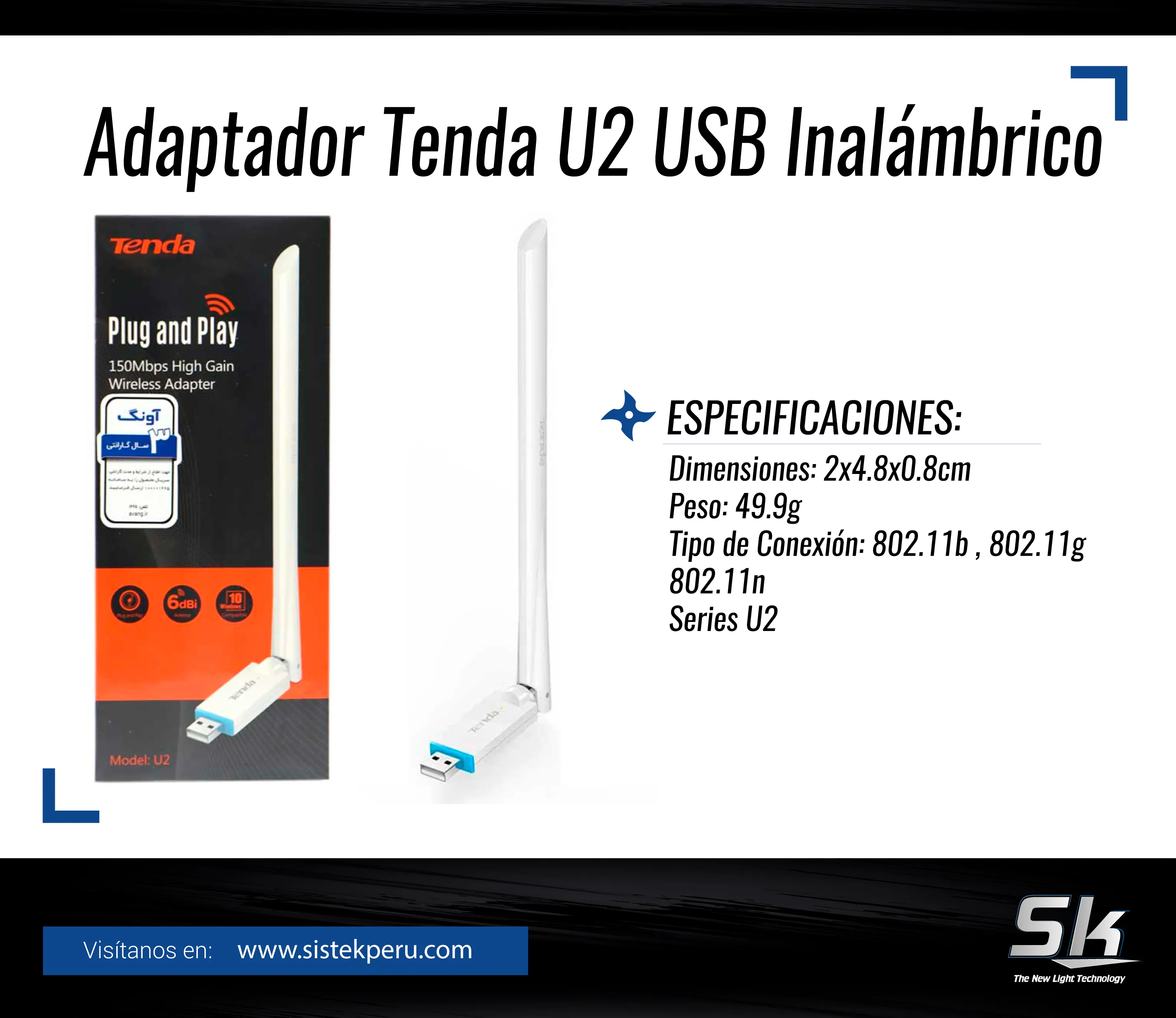 Adaptador Inalambrico USB Tenda U2