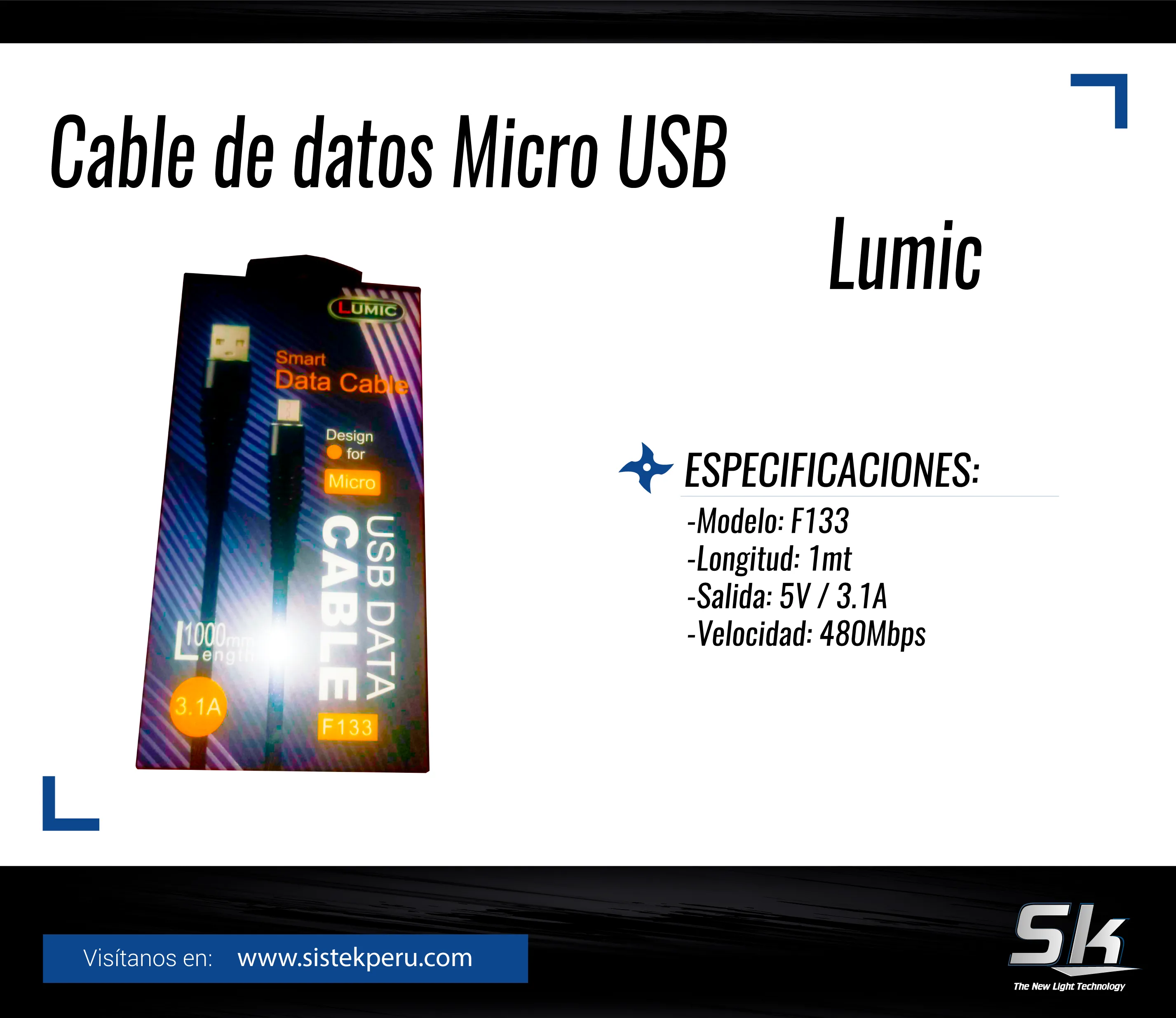 Cable de datos Micro USB Lumic