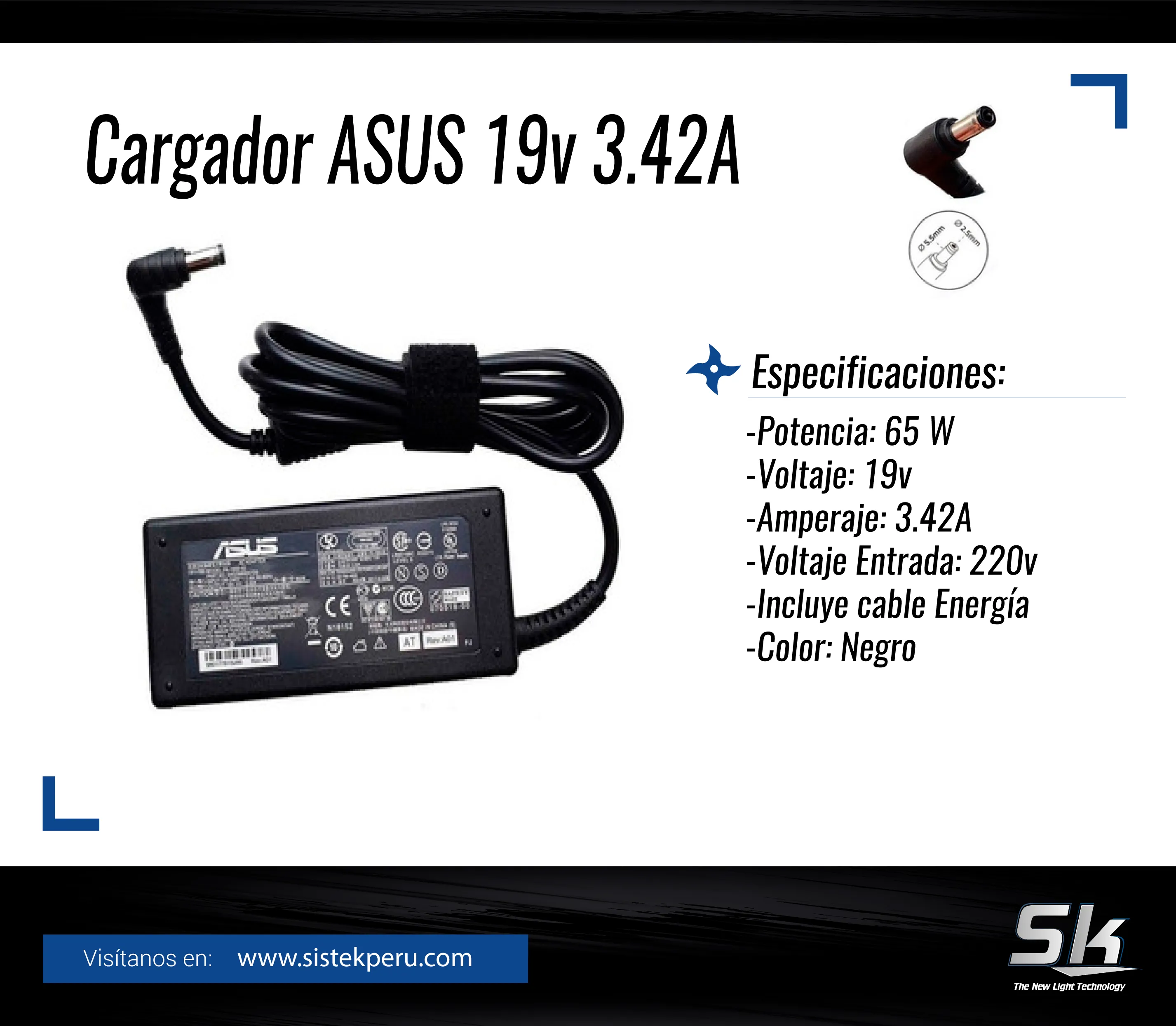 Cargador para Laptop Asus 19v