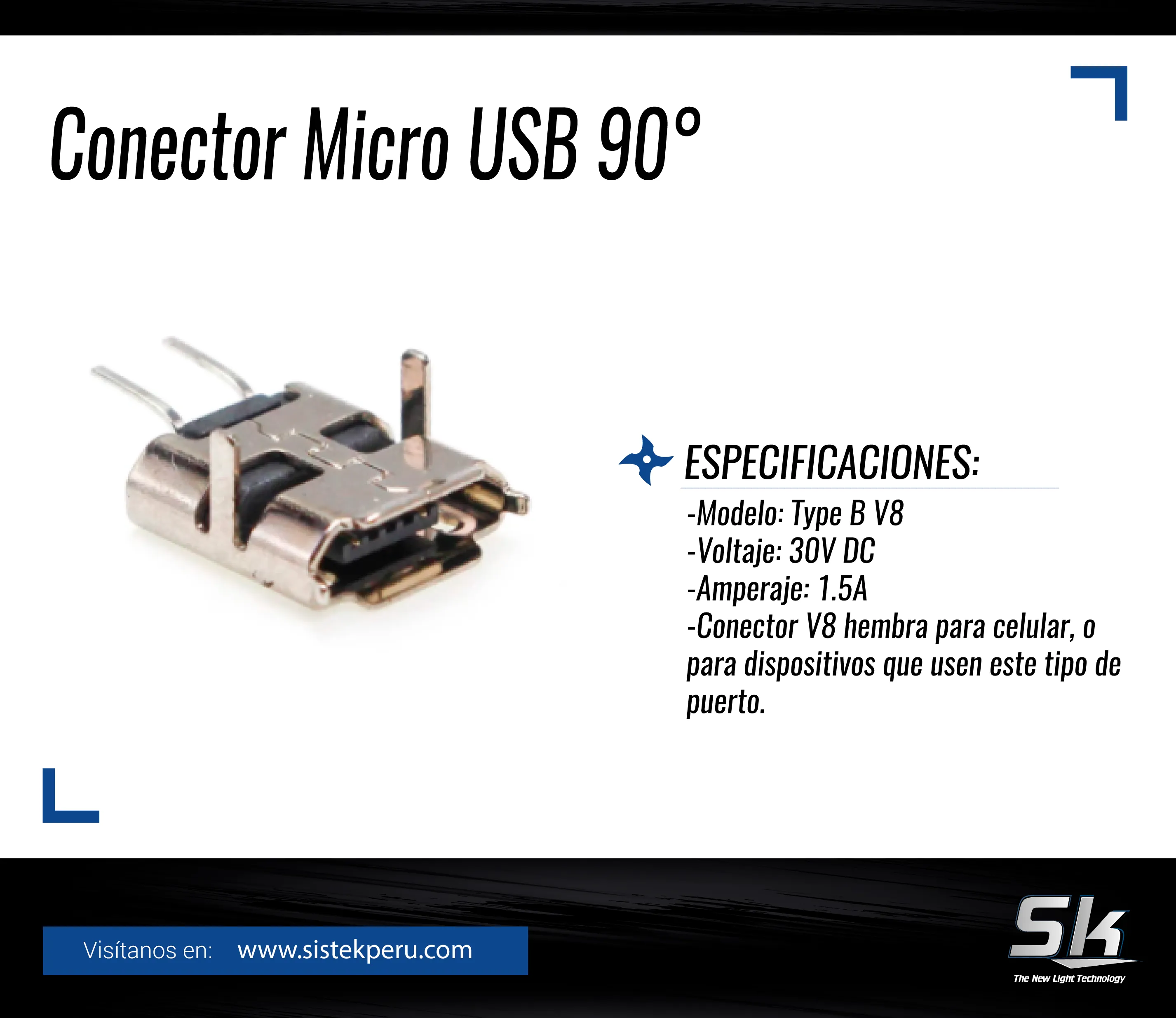 CONECTOR MICRO USB 90 °