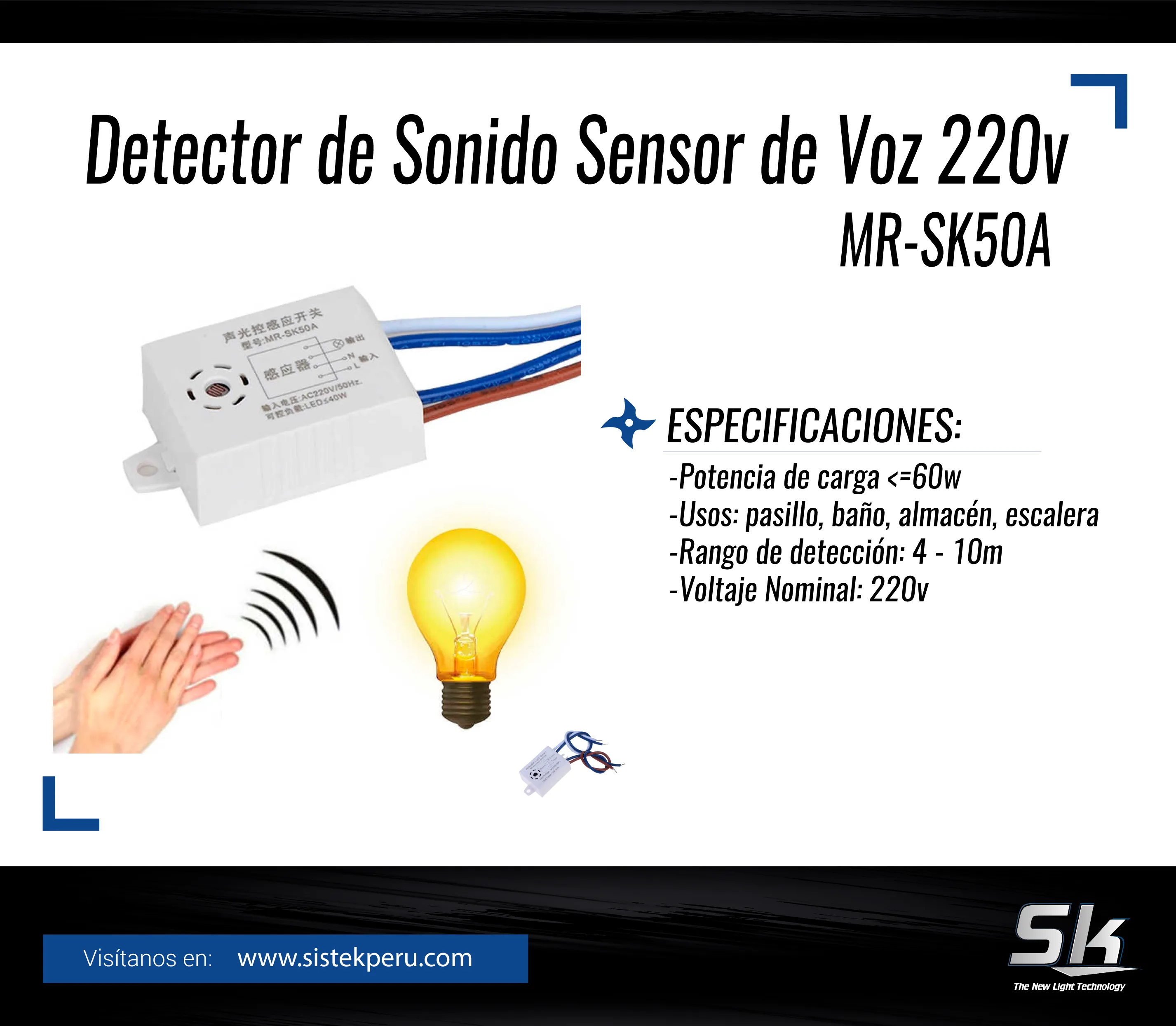 Detector de Sonido Sensor de Voz 220v