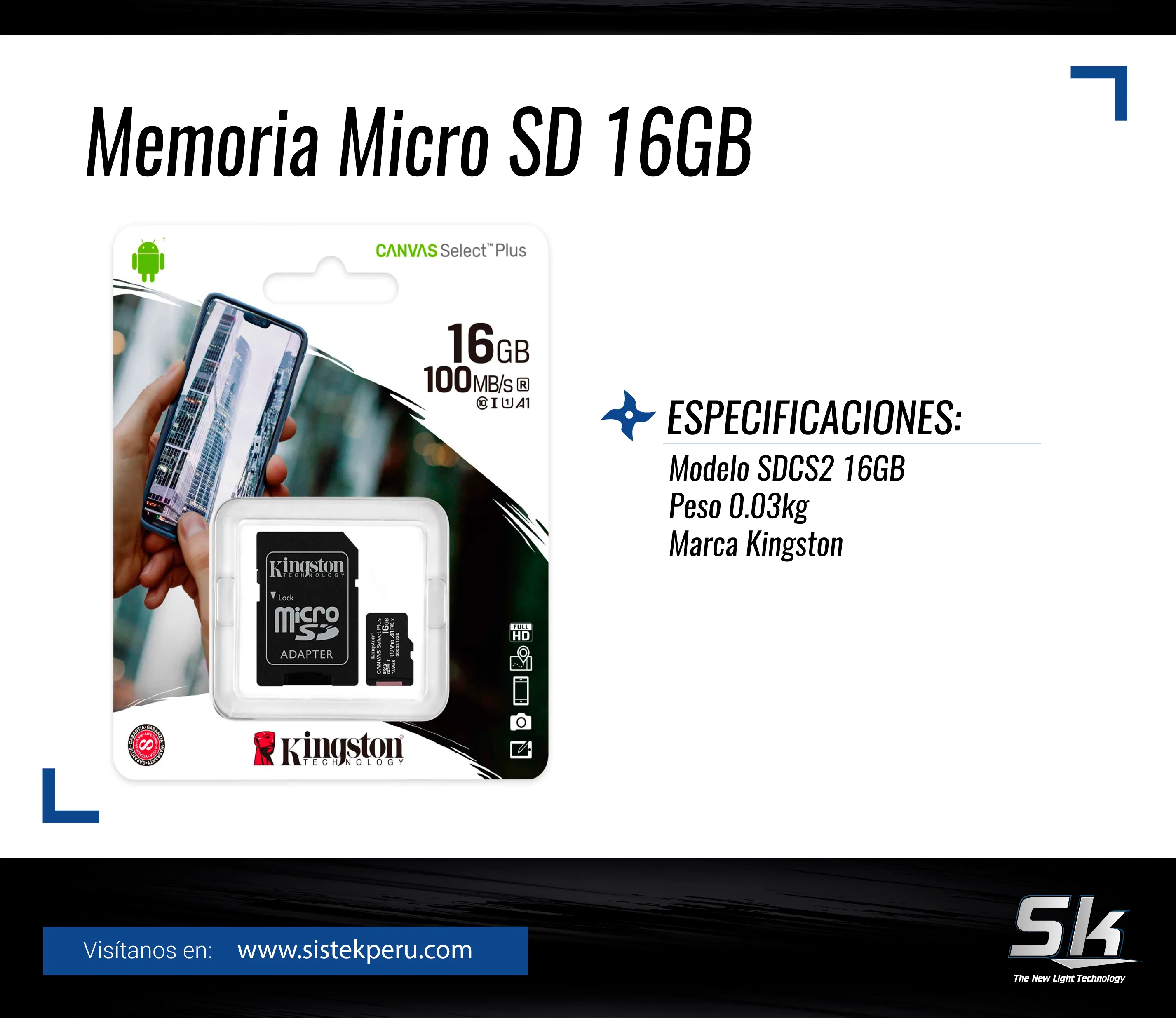 Memoria MicroSD Kingston 16gb