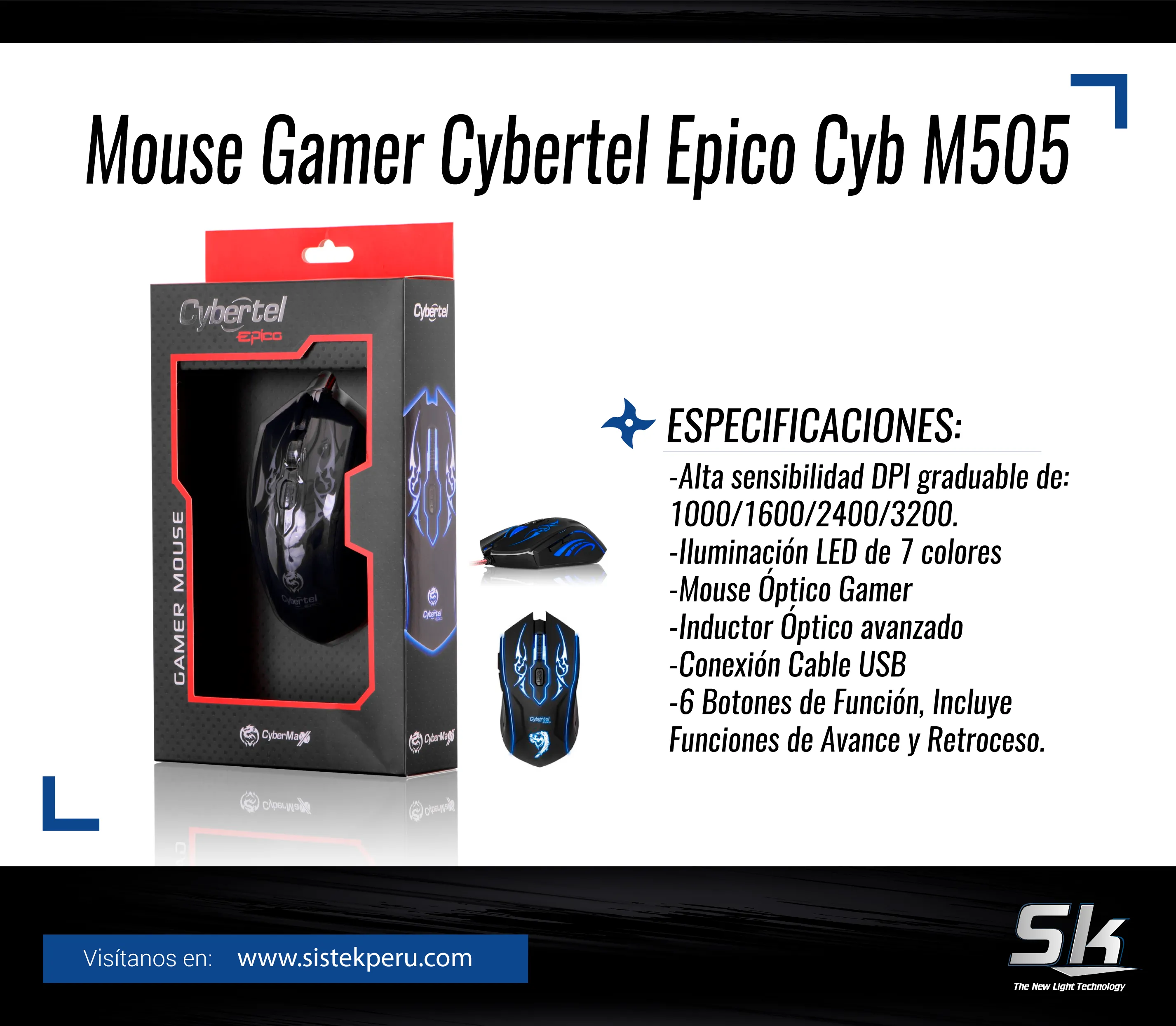 Mouse Gamer Cybertel Epico Cyb M505