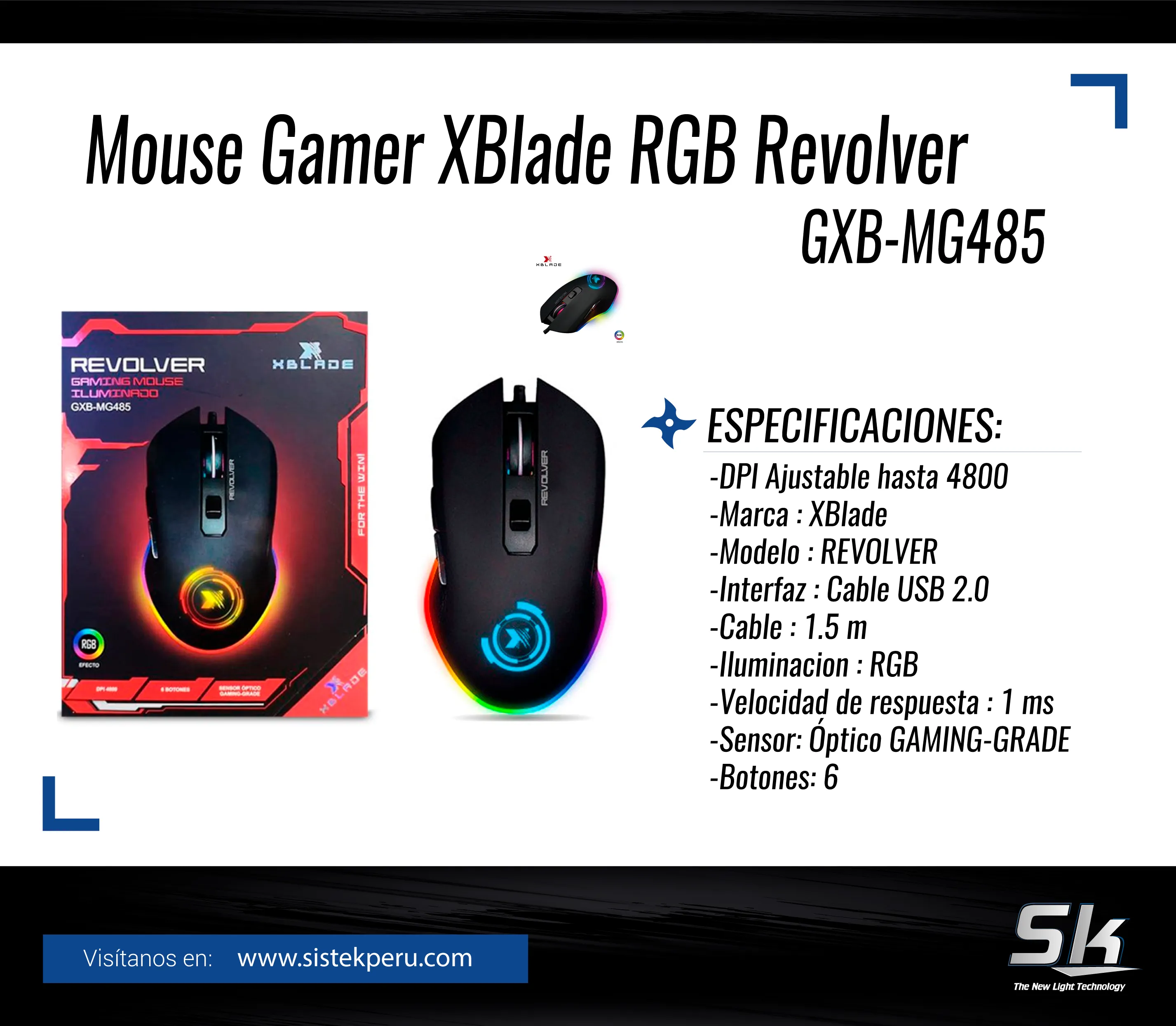 Mouse Gamer XBlade RGB Revolver GXB MG485