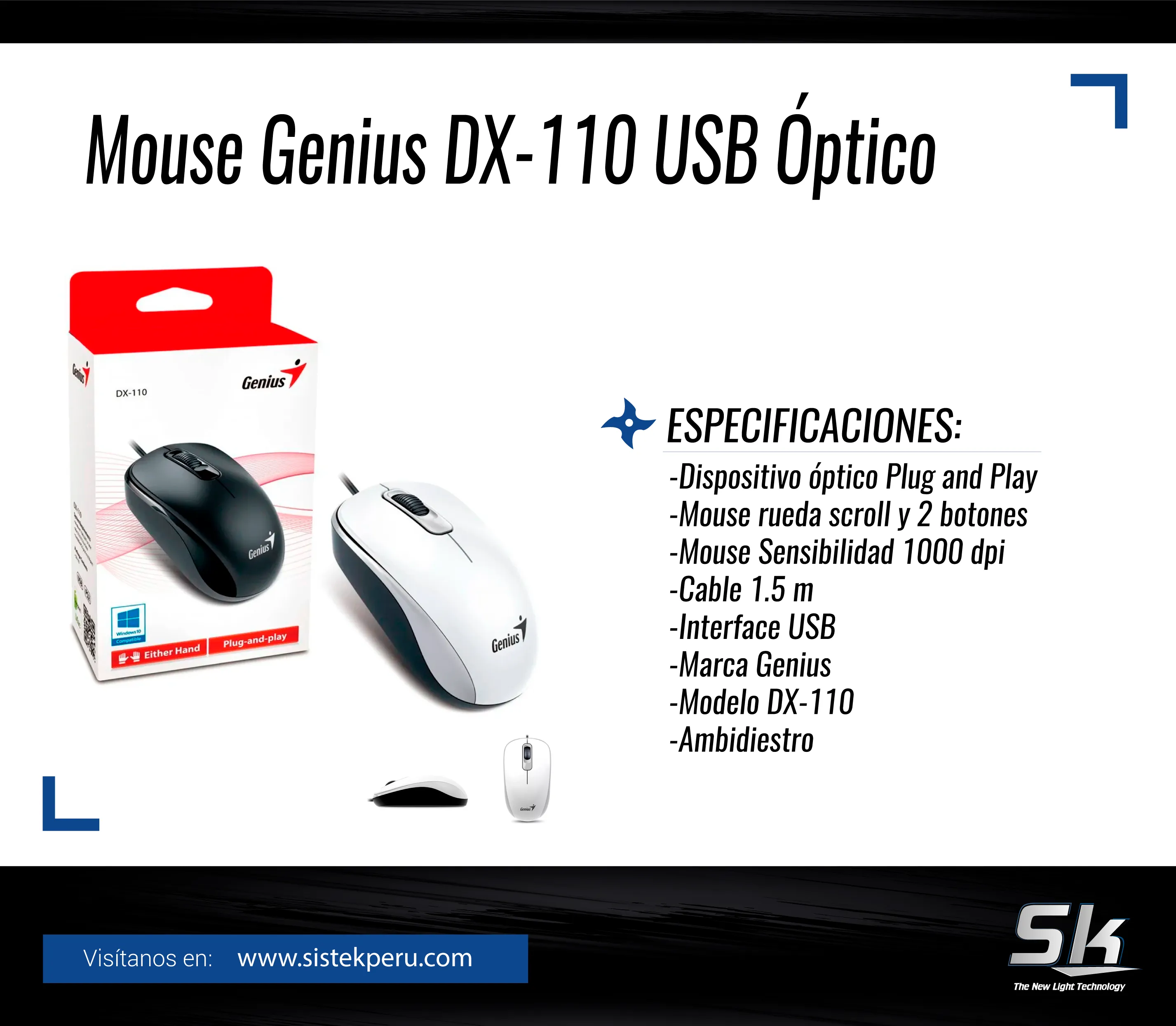 Mouse Genius DX-110 USB Óptico
