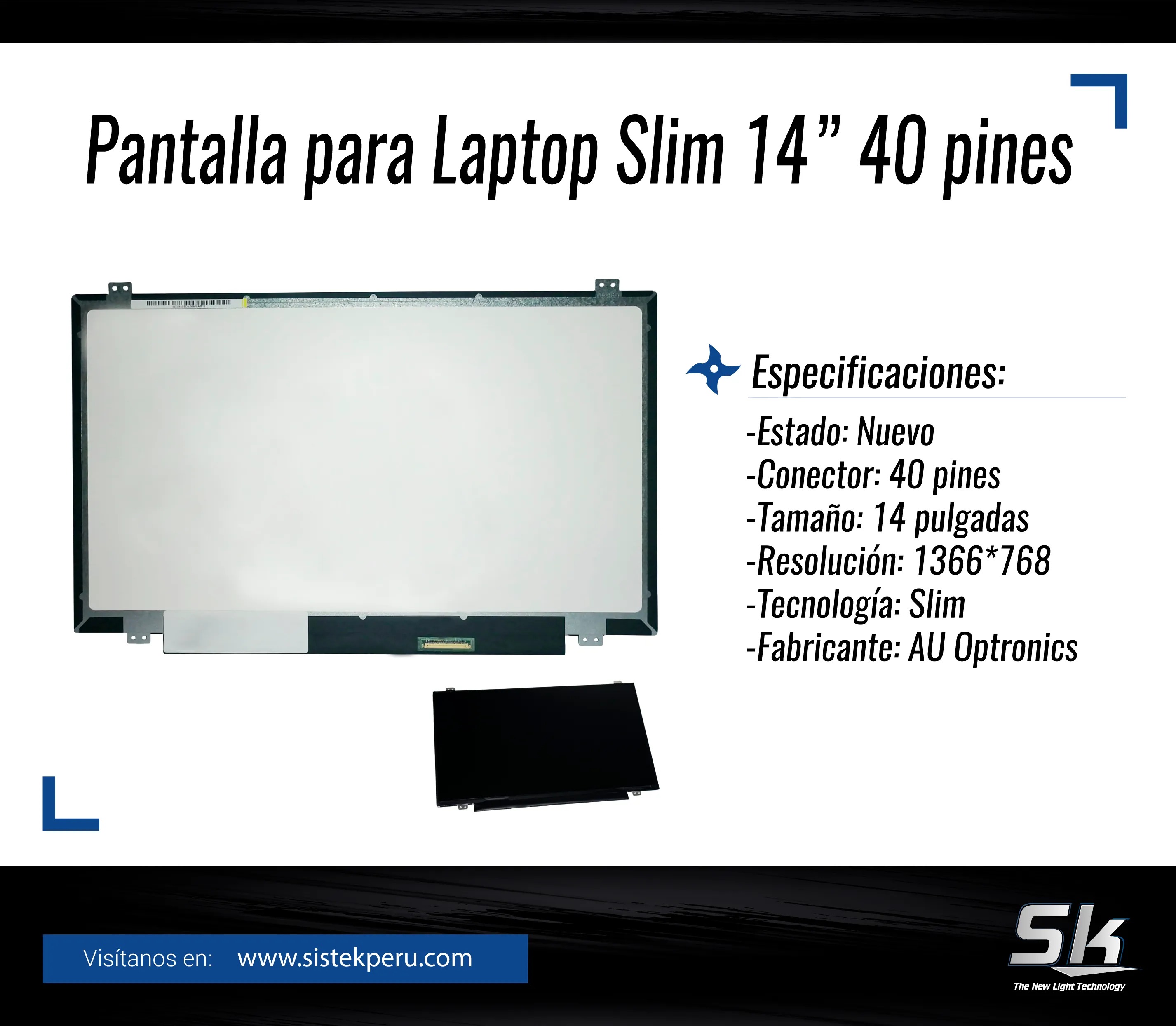 Pantalla para Laptop Slim 14 pulgadas 40 pines