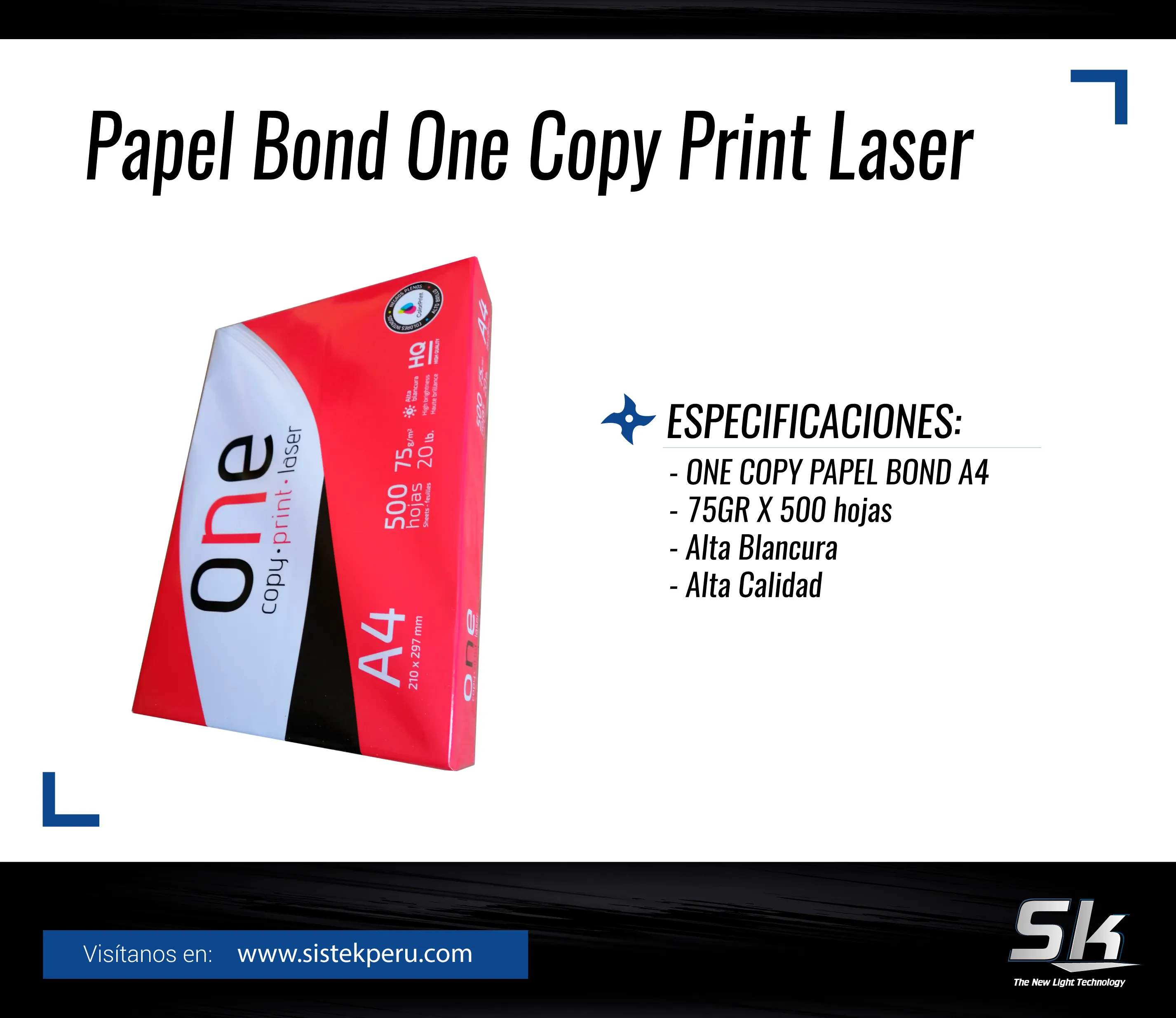 Papel Bond One Copy Print Laser 500hojas