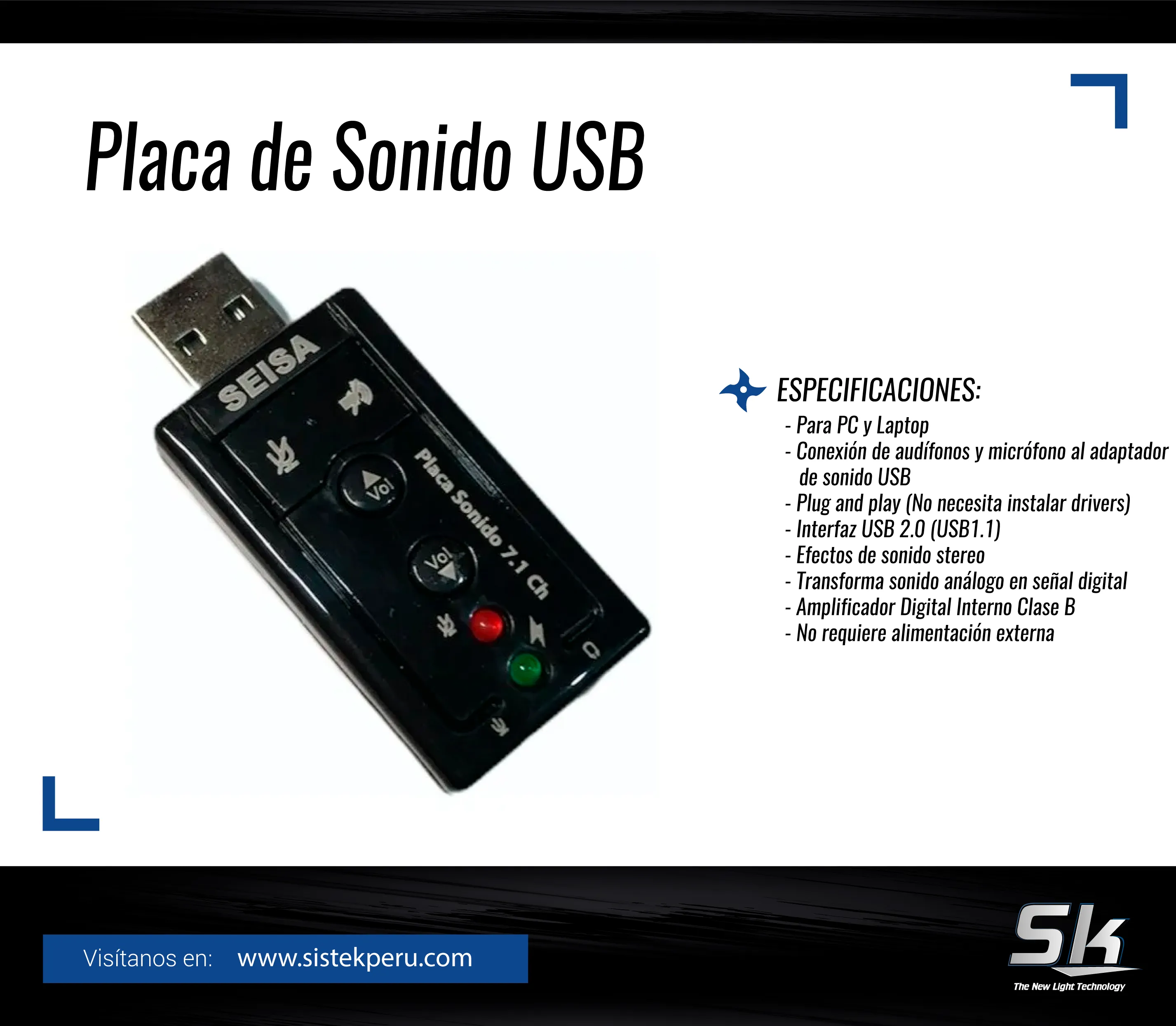 PLACA SONIDO USB SEISA