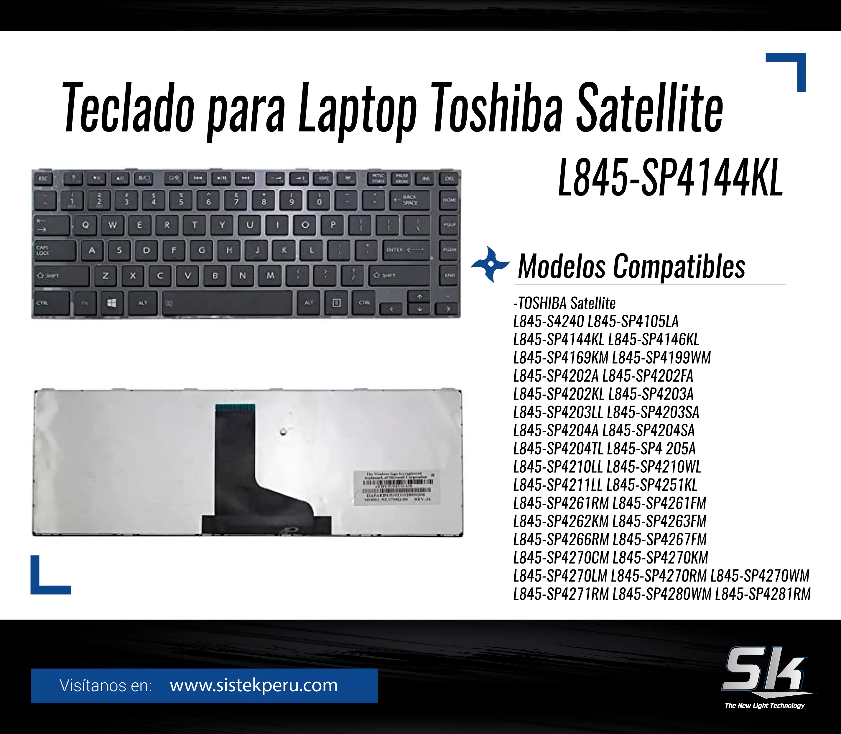 Teclado Laptop Toshiba Satellite L845-SP4144KL-x
