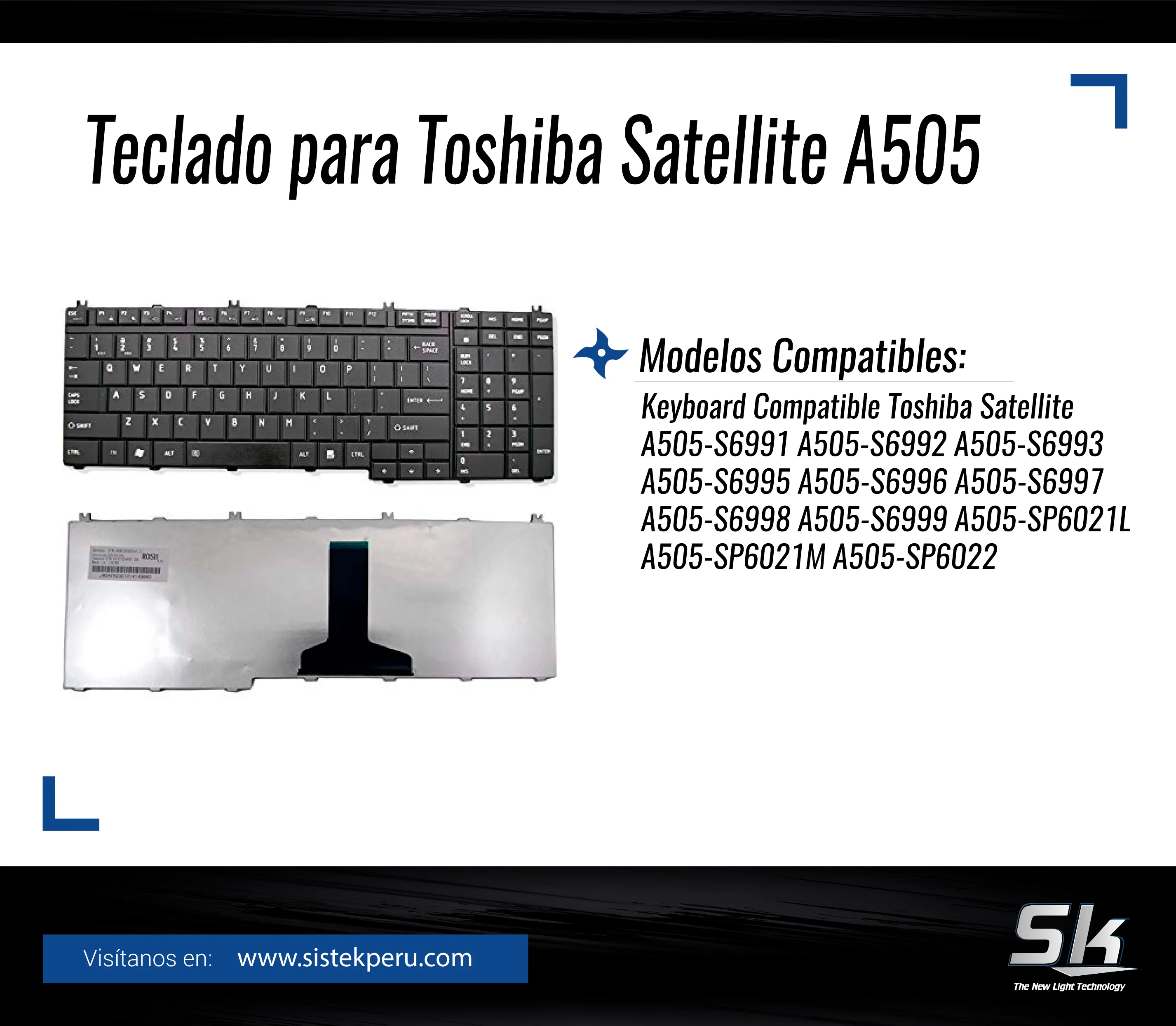 Teclado para Toshiba Satellite A505