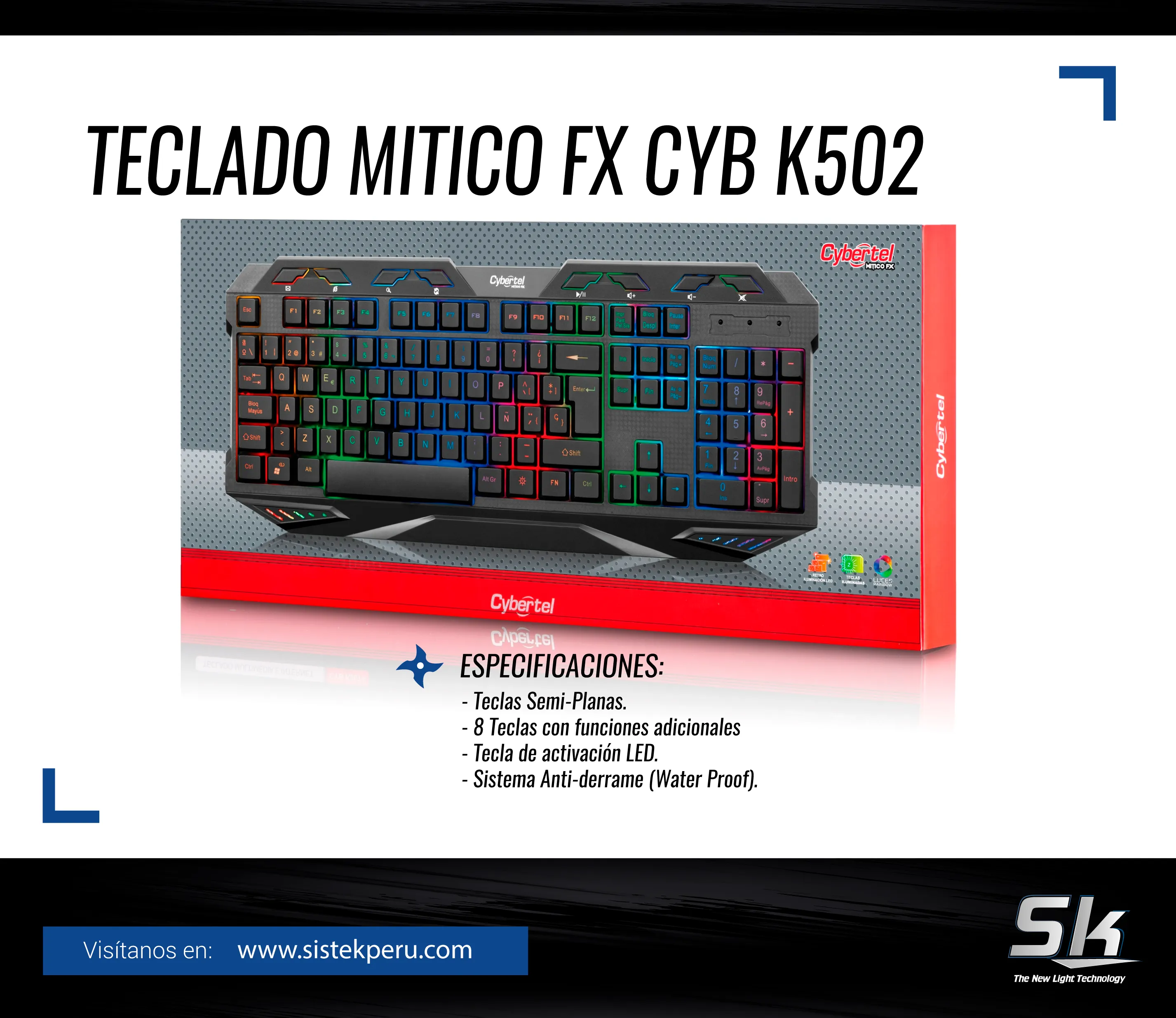 TECLADO GAMER CYBERTEL MITICO FX CYB K502