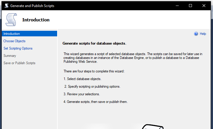 Exportar Script de BD en SQL Server