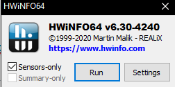 hwinfo modo sensores