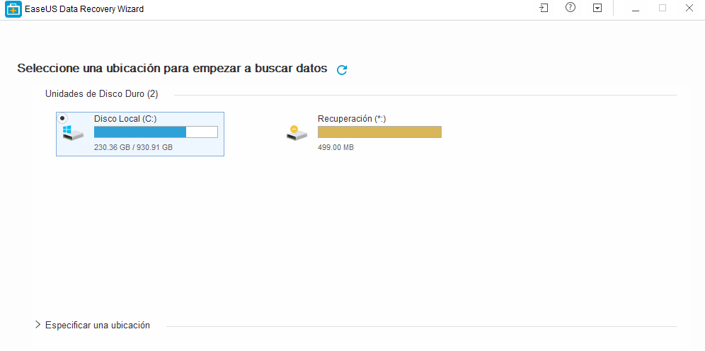 Recuperación de archivos usando el software EaseUS Data Recovery Wizard