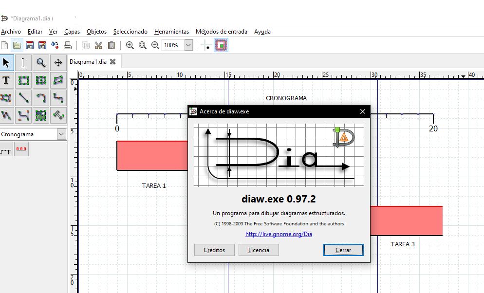 Realizando diagramas y dibujos mediante el software Dia Diagram Editor