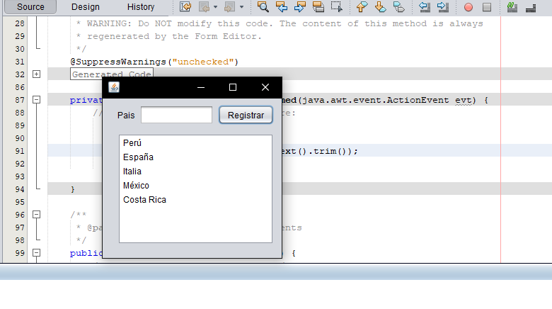 aplicacion lista ejecucion netbeans