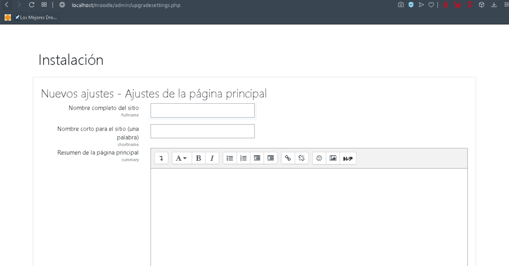 moodle ajustes paginas