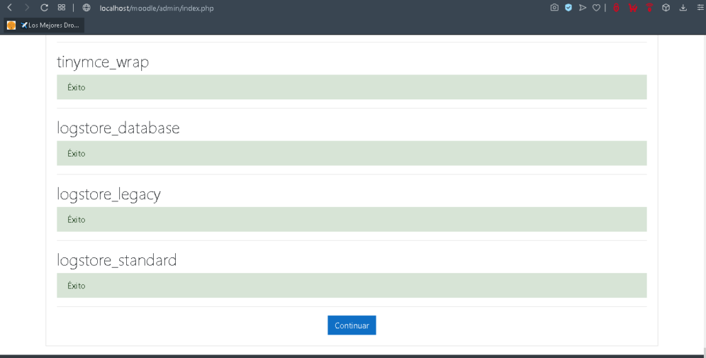 moodle instalacion exitosa