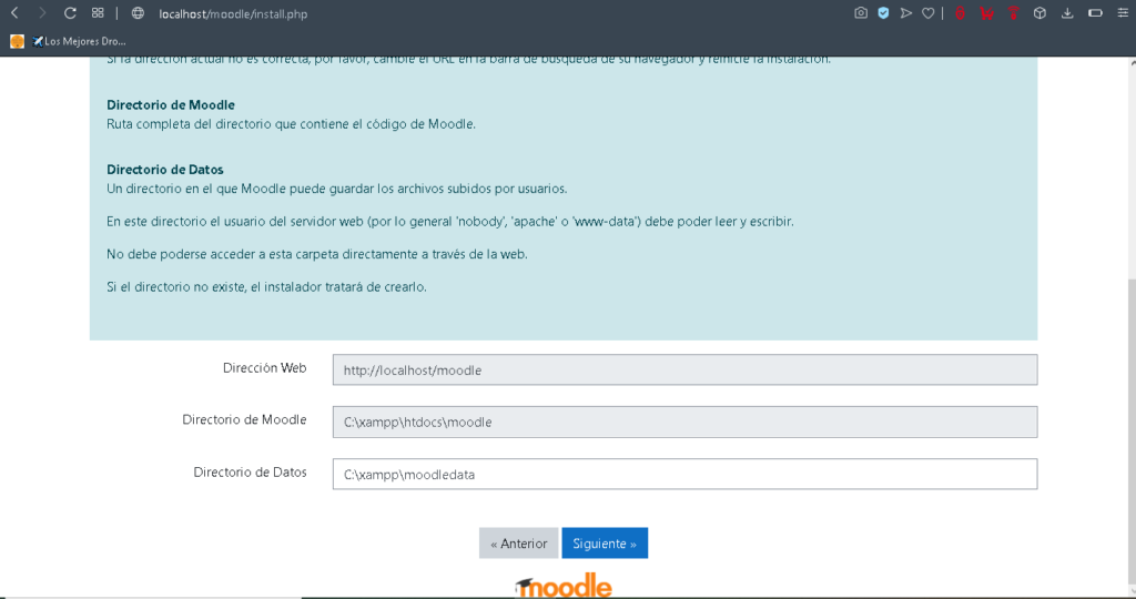 rutas moodle instalacion