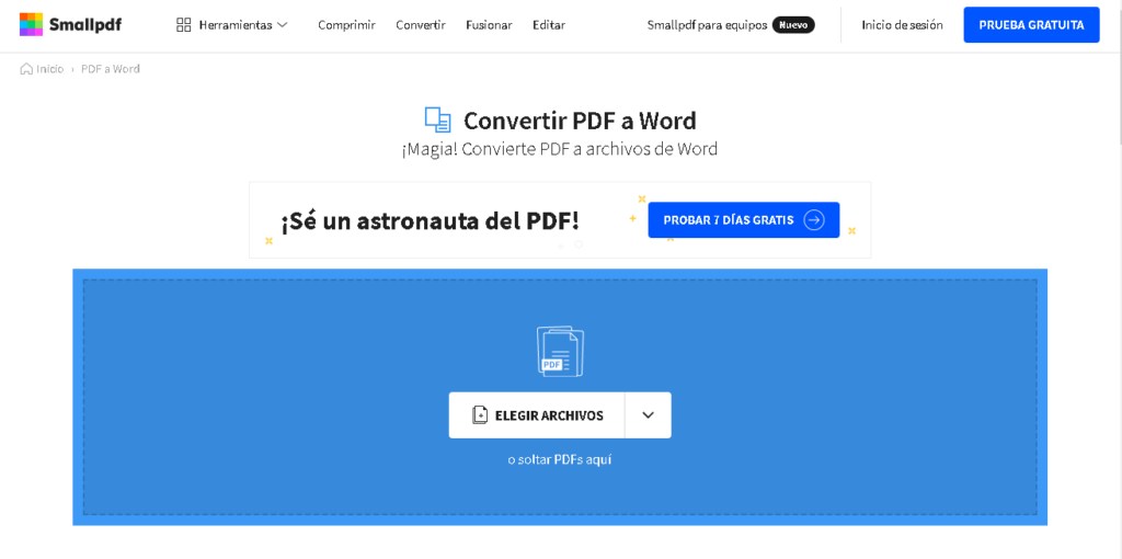 small pdf convertir pdf word