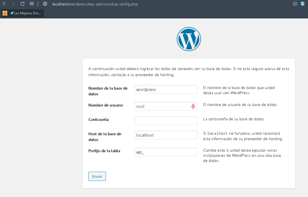 wordpress configuracion bd