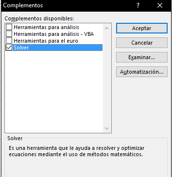 complementos solver