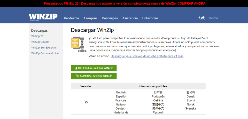 compresion archivos winzip