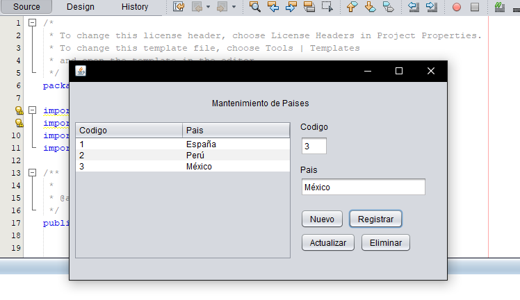 ejecucion jtable mantenimiento