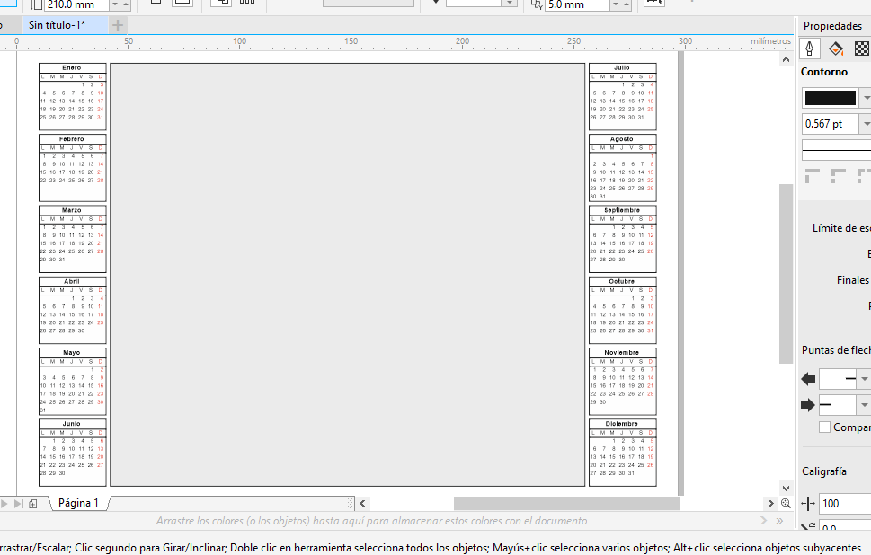 corel draw generando calendario