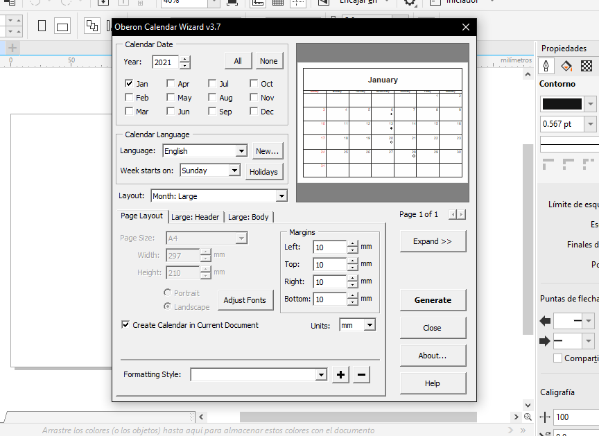 corel draw macro calendario