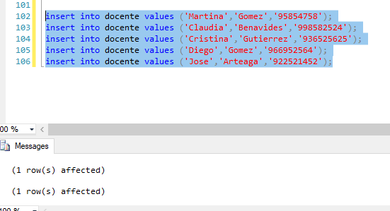 Crear tabla docente bdpracticacalificada