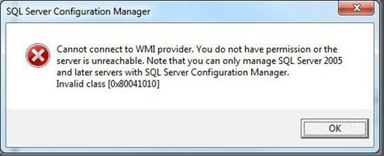 wmi provider error