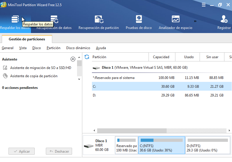 Expandir espacio en Unidad del Sistema usando MiniTool Partition Wizard en Windows