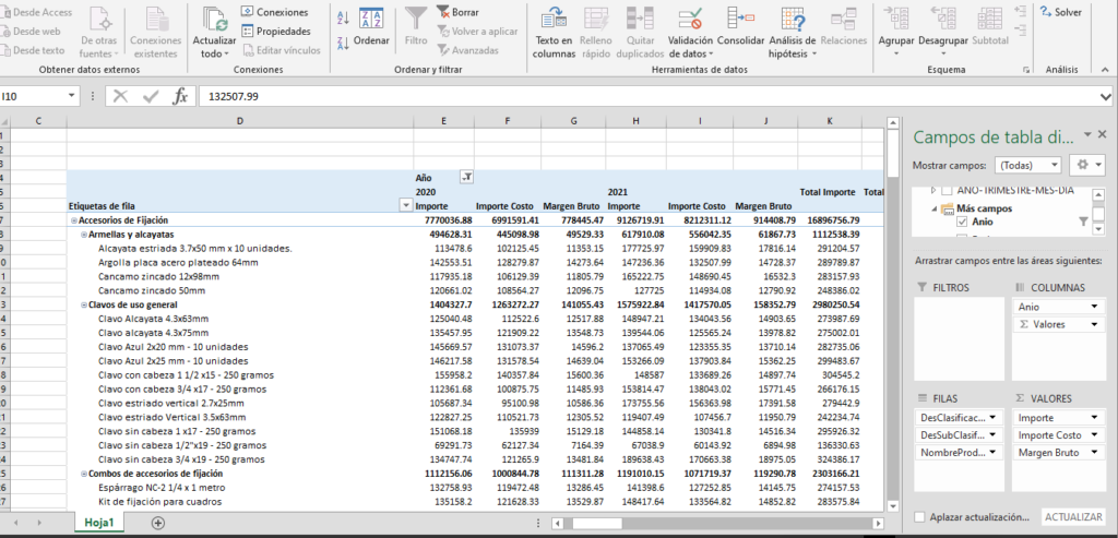 areas tabla dinamica excel cubo