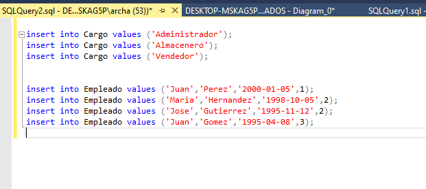 bdempleados sql server inserts