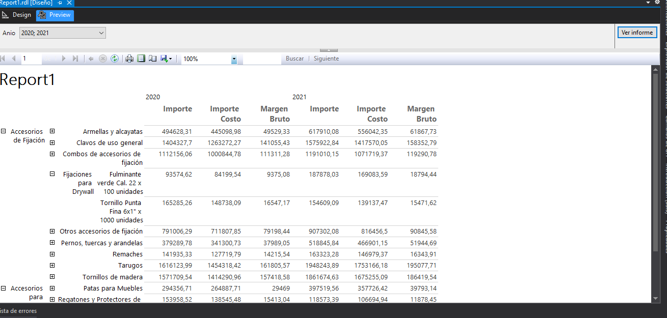 Creando un reporte matricial en un proyecto de Informes en Visual Studio conectado a un cubo