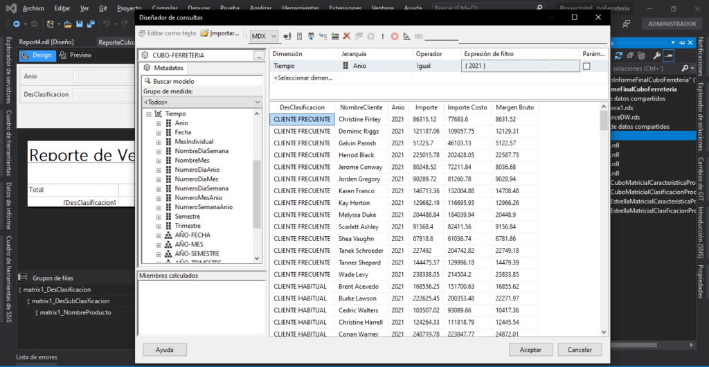 resultados de consultas mdx reporting services