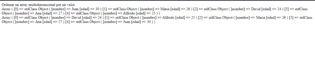 array ordenado multidimensional php