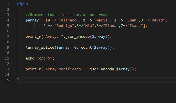 Eliminar los items de un array en php