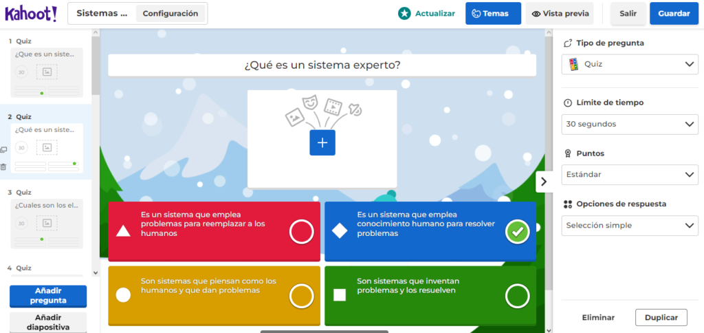 kahoot preguntas creadas