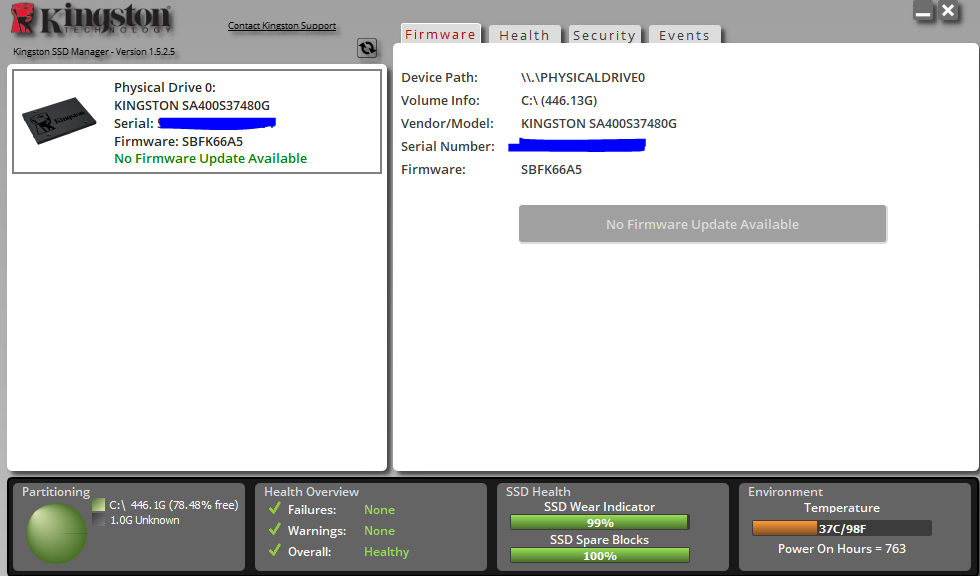 health kingston ssd firmware